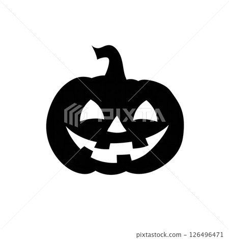 Spooky Halloween Jack-o'-lantern Silhouette: A Festive Black and White Pumpkin Icon Spooky Halloween Jack-o'-lantern Silhouette: A Festive Black and White Pumpkin Icon 126496471