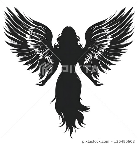 Silhouette of an Angel with Large Wings Silhouette of an Angel with Large Wings 126496608