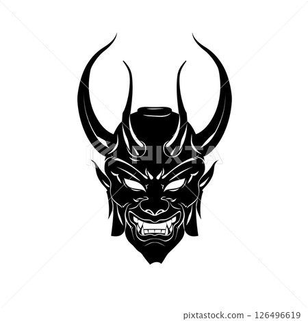 Oni Mask: A Fierce Japanese Demon Face Illustration Oni Mask: A Fierce Japanese Demon Face Illustration 126496619