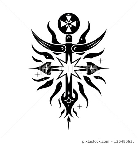 Mystical Celestial Cross: A Symbol of Divine Light and Cosmic Energy 126496633
