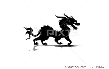 Majestic Silhouette of a Chinese Dragon 126496679