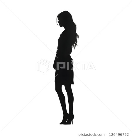 Elegant Silhouette: A Woman's Profile in Black and White 126496732