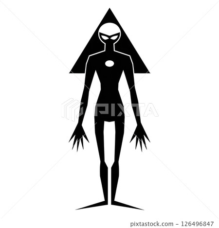 Mysterious Alien Figure in a Triangular Frame 126496847