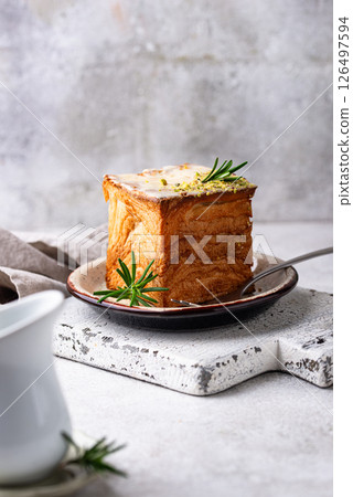 Trendy croissant in shape of cube Trendy croissant in shape of cube 126497594