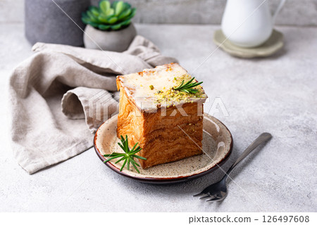 Trendy croissant in shape of cube Trendy croissant in shape of cube 126497608