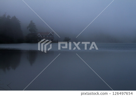 forest outside the city in turkey. Lake house in golcuk, bolu. 126497654