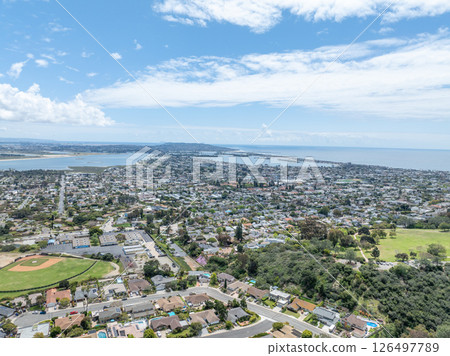 Aerial view of residential urban sprawl in San Diego 126497789