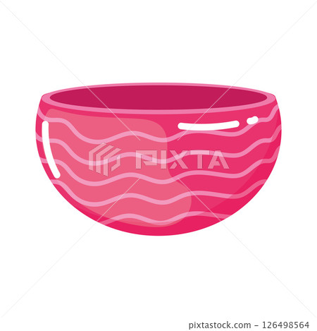 Pink bowl with wave lines. Vector 126498564