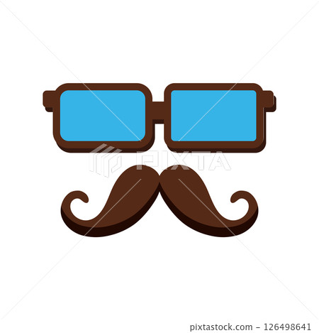 Colored glasses and mustache. Vector 126498641