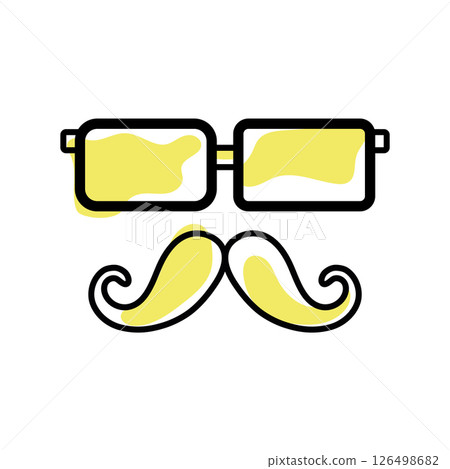 Yellow glasses and mustache. Vector 126498682