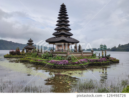 Pura Ulun Danu Beratan temple balinese hindu temple on a Bedugul lake in Bali at Indonesia 126498726
