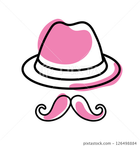 Pink hat and mustache. Vector Pink hat and mustache. Vector 126498884