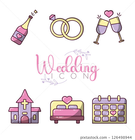 Romantic wedding set. Vector Romantic wedding set. Vector 126498944