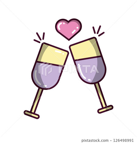 Clinking wine glasses. Vector 126498991
