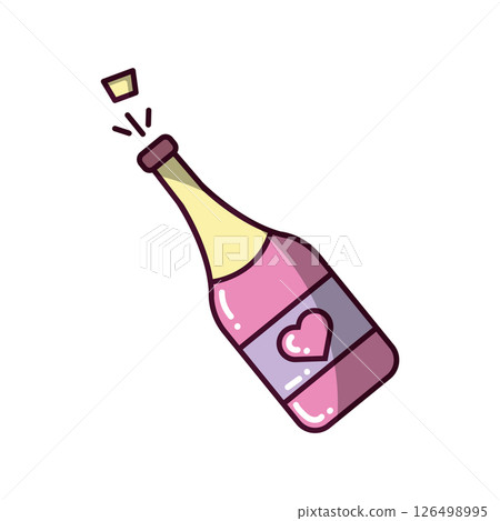 Popping champagne bottle. Vector 126498995