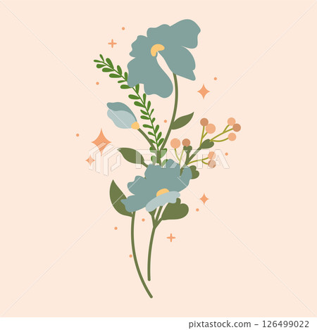 Romantic flower bouquet bound. Vector 126499022