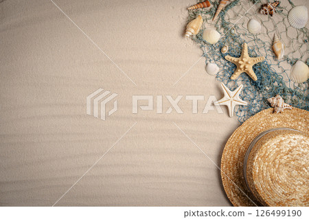 Sea sand with starfish and seashells Sea sand with starfish and seashells 126499190