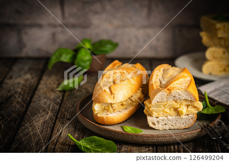 Spanish potato omelette sandwich Spanish potato omelette sandwich 126499204