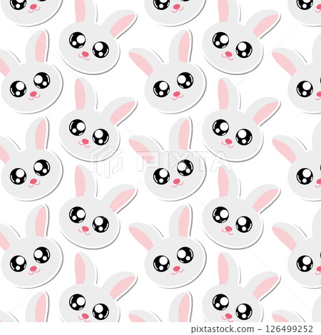 Cute bunny face pattern. Vector 126499252