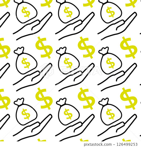 Money hand bag pattern. Vector Money hand bag pattern. Vector 126499253