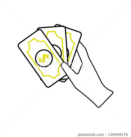 Hand with three bills icon. Vector Hand with three bills icon. Vector 126499276