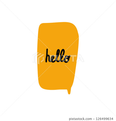 Doodle speech bubble with hello word. Doodle speech bubble with hello word. 126499634