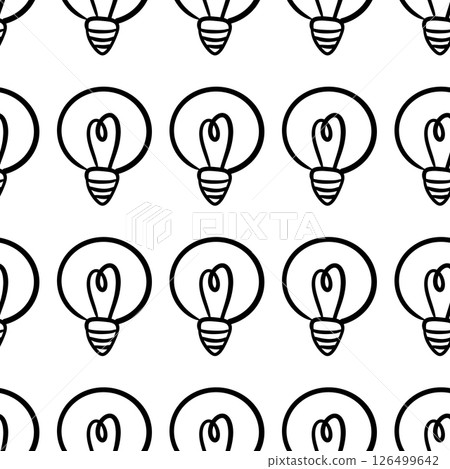 Doodle lamp light bulb hand drawn seamless pattern design. Concept of big ideas inspiration, innovation. Vector. sketch. Hand-drawn doodle sign 126499642