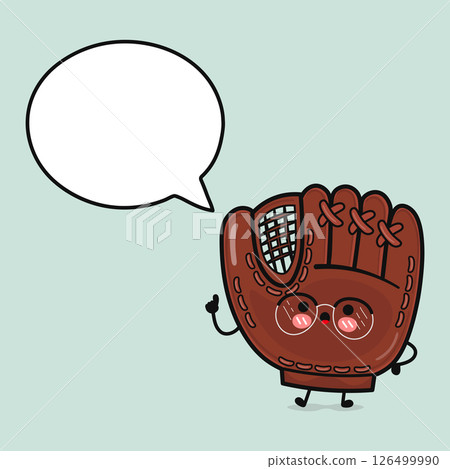 Cartoon baseball glove giving advice with speech bubble 126499990