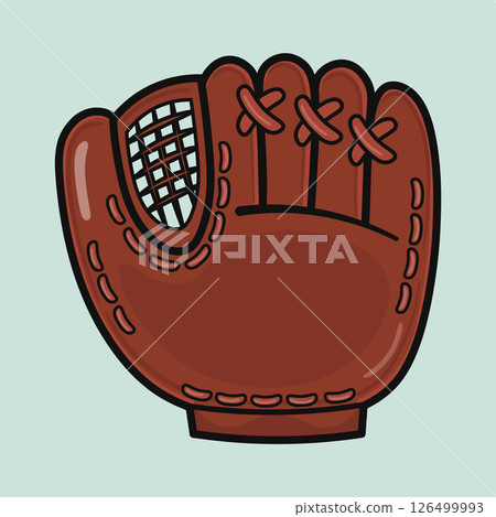 Vintage brown leather Baseball Glove, displaying intricate crisscrossed laces and reinforced webbed pocket, capturing essential fielding protection and performance 126499993