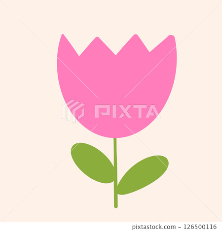 Cute doodle pink color tulip element vector. Good for poster, textile, book Cute doodle pink color tulip element vector. Good for poster, textile, book 126500116