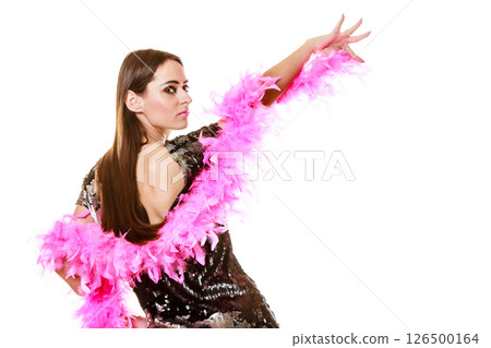 Elegant woman in evening sequin dress Elegant woman in evening sequin dress 126500164