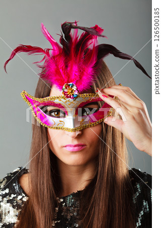 woman face with carnival mask woman face with carnival mask 126500185