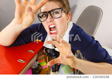 Angry mad bossy businesswoman being furious 126500296