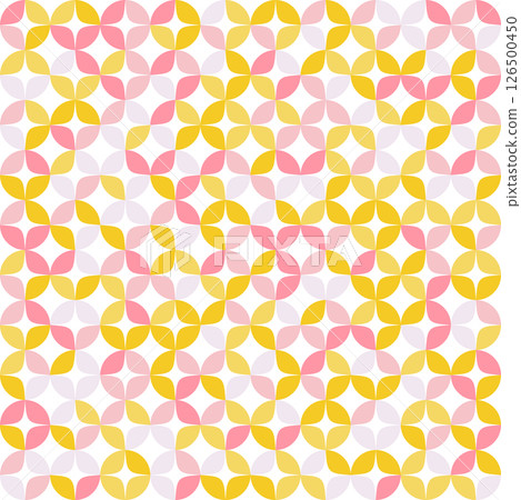 Minimalistic pink and yellow geometric mosaic seamless pattern. Abstract vector for web banner, business presentation, branding, card, invitation, poster, cover, textile print. 126500450
