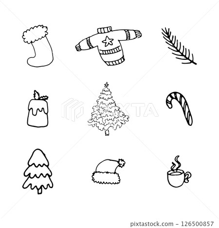 New Year and Christmas  elements in trendy dodole style 126500857