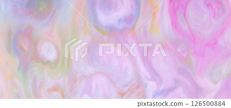 Pastel Fluid Marble Texture with Pink Green Orange Swirls, Abstract Liquid Background 126500884