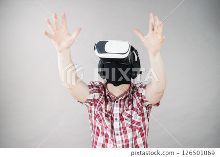 Gamer man wearing VR Gamer man wearing VR 126501069