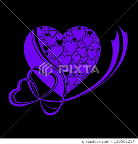 Abstract heart pattern made of small hearts. Greeting card for wedding, valentine day and birthday. 126501254