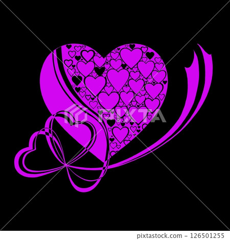Abstract heart pattern made of small hearts. Greeting card for wedding, valentine day and birthday. 126501255