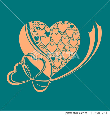 Abstract heart pattern made of small hearts. Greeting card for wedding, valentine day and birthday. Abstract heart pattern made of small hearts. Greeting card for wedding, valentine day and birthday. 126501281