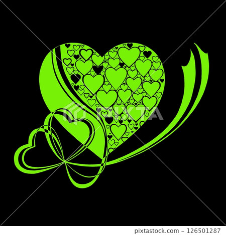 Abstract heart pattern made of small hearts. Greeting card for wedding, valentine day and birthday. 126501287