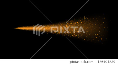 Golden Sparkles Beam of Light on a Beautiful Dark Background, Creating an Enchanting and Vibrant Effect 126501289