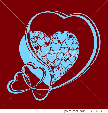 Abstract heart pattern made of small hearts. Greeting card for wedding, valentine day and birthday. Abstract heart pattern made of small hearts. Greeting card for wedding, valentine day and birthday. 126501393