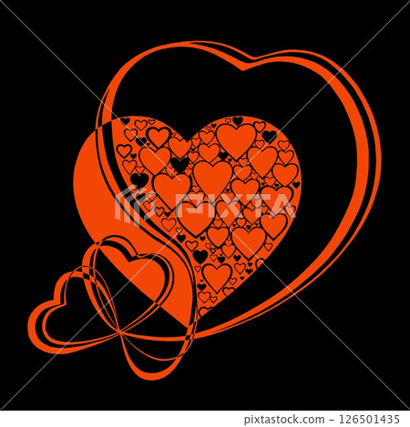 Abstract heart pattern made of small hearts. Greeting card for wedding, valentine day and birthday. Abstract heart pattern made of small hearts. Greeting card for wedding, valentine day and birthday. 126501435