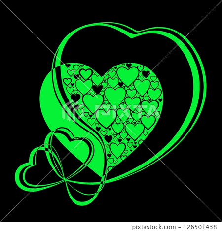 Abstract heart pattern made of small hearts. Greeting card for wedding, valentine day and birthday. 126501438