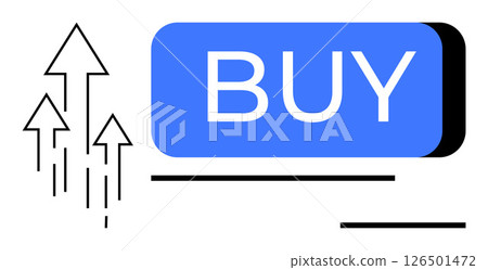 Blue Buy button with upward arrows indicating growth and progress. Ideal for ecommerce, web design, marketing, sales, online shopping, investment, and digital growth concepts. Line metaphor Blue Buy button with upward arrows indicating growth and progress. Ideal for ecommerce, web design, marketing, sales, online shopping, investment, and digital growth concepts. Line metaphor 126501472