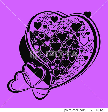 Abstract heart pattern made of small hearts. Greeting card for wedding, valentine day and birthday. 126501646