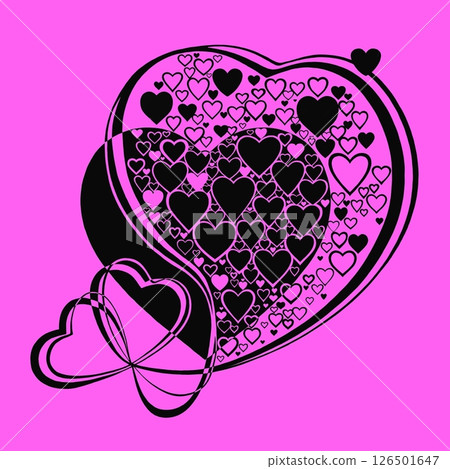 Abstract heart pattern made of small hearts. Greeting card for wedding, valentine day and birthday. 126501647