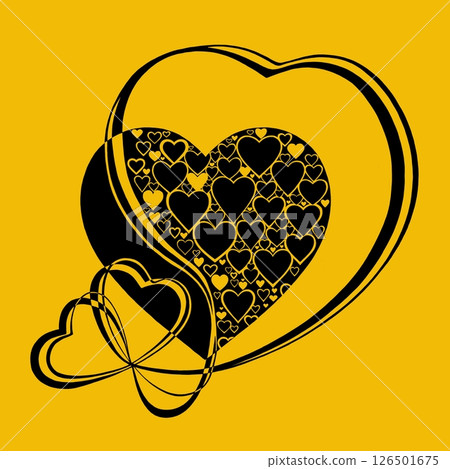 Abstract heart pattern made of small hearts. Greeting card for wedding, valentine day and birthday. 126501675