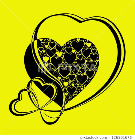 Abstract heart pattern made of small hearts. Greeting card for wedding, valentine day and birthday. 126501676